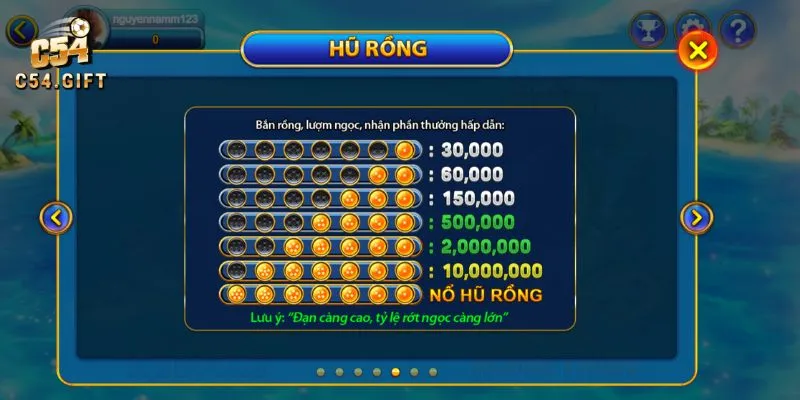 Nhanh tay thu thập ngọc rồng để đổi thường khi chơi bắn cá rồng