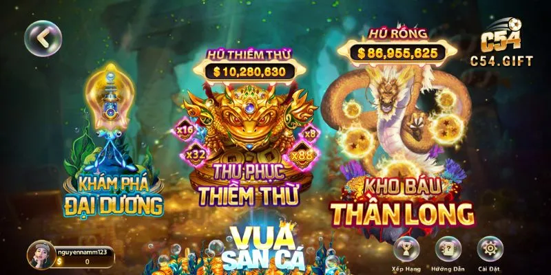 C54 đầu tư giao diện chỉn chu, chuyên nghiệp cho game bắn cá rồng đổi thưởng