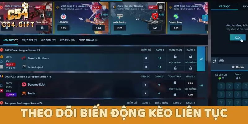 Cá Cược Thể Thao C54 - Hướng Dẫn Chi Tiết Nhất Cho Newbie 6 Theo dõi biến động kèo liên tục, thường xuyên